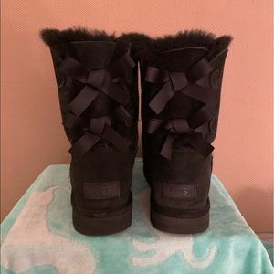 Ugg black boots with bows